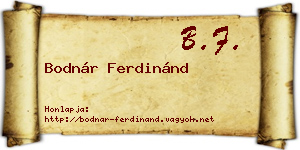 Bodnár Ferdinánd névjegykártya